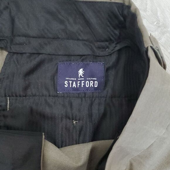 Stafford Brown Sharkskin Traveler Grey Pants 42x30 - Picture 2 of 5